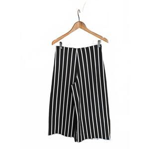ZARA Striped Split Skirt M High Waisted Midi Wide Leg Pant
